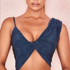 House of CB Blue twist crop top